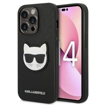 Karl Lagerfeld Saffiano Choupette Head Patch Case für iPhone 14 Pro - Schwarz