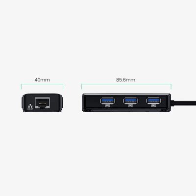 3. Ugreen 20265 USB-A / RJ45 1000 Mbps Hub 3x USB 3.0 Netzwerkadapter - Schwarz