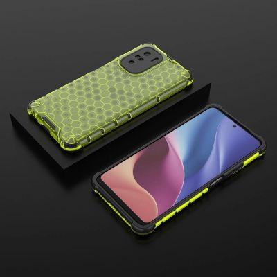 3. Honeycomb Handyhülle Schutzhülle mit TPU Rahmen für Xiaomi Redmi K40 Pro+ / K40 Pro / K40 / Poco F3 grün