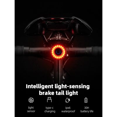 17. Rockbros Q3 Fahrrad-Rücklicht mit Smart Stop System - Schwarz