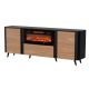 4. VOLARE Kommode 200x39x75 schwarz/walnuss + Kamin