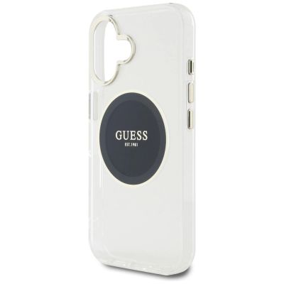 6. Guess IML Metal Colored Circle Classic Logo MagSafe Hülle für iPhone 16 - Schwarz