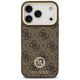 3. Guess 4G Strass Logo & Big Strap Metal Buttons MagSafe Case für iPhone 17 Pro - Braun