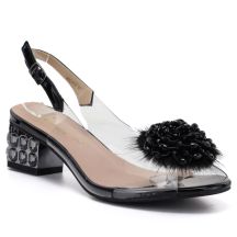 Transparente schwarze Sandalen mit Zierabsatz D&A MR62-9100