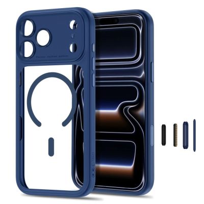 2. Tech-Protect MagPeak MagSafe CC Hülle für iPhone 18 Pro / 17 Pro – Transparentes Marineblau