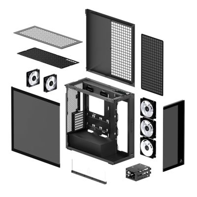 9. Arctic Xtender Schwarz Glasfenstergehäuse ohne GPU-Halterung