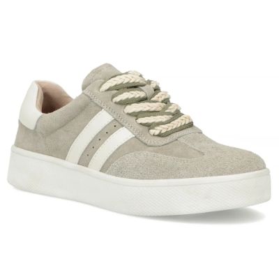 Damen-Sneaker aus Leder mit Plateausohle in Khaki, Modell Filippo DP7512