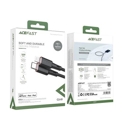 5. Acefast Kabel MFI USB Typ C - Lightning 1,2m, 30W, 3A schwarz (C2-01 schwarz)