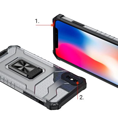 6. Crystal Ring Case robuste Kickstand TPU/PC Panzer Handyhülle Hard Case für iPhone XS Max rot