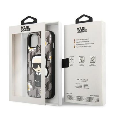 8. Karl Lagerfeld Flower Ikonik Karl Hülle für iPhone 13 mini – Grau