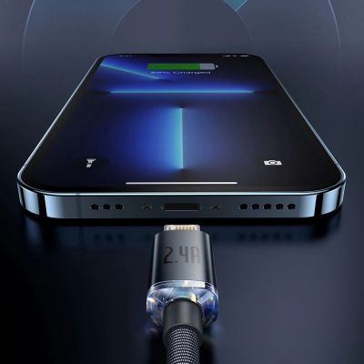 13. Baseus Crystal Shine Series Kabel USB-Kabel für schnelles Aufladen und Datenübertragung USB Typ A - Lightning 2.4A 1.2m blau (CAJY000003)