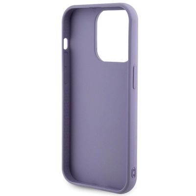 7. Guess Pailletten-Schriftzug-Metallgehäuse für iPhone 15 Pro Max – Lila