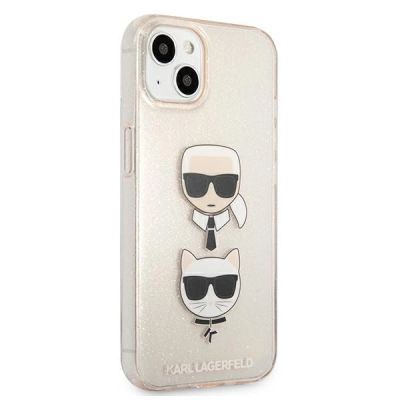 4. Karl Lagerfeld Glitzer Karl's & Choupette Head Case für iPhone 13 mini - Gold