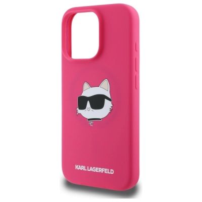 6. Karl Lagerfeld Silikon Choupette Head MagSafe Hülle für iPhone 16 Pro – Rosa
