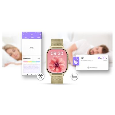 15. Smartwatch Gravity GT15-7 mit pinkfarbenem Silikonarmband und goldenem Armband