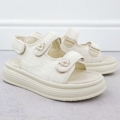 3. Damen-Plateausandalen in Creme, Modell Potocki PY16337