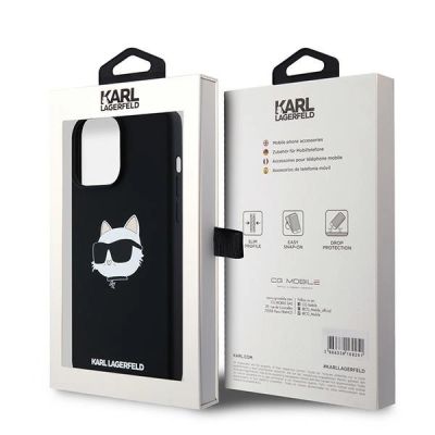 8. Karl Lagerfeld Silikon Choupette Head MagSafe Hülle für iPhone 15 Pro – Schwarz