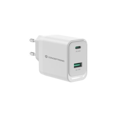 Conceptronic ALTHEA20W45 Universelles Ladegerät für Mobilgeräte, Weiß, AC-Schnellladung, Intern