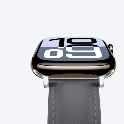5. AmazingThing Class Band Lederarmband für Apple Watch 45 / 46 / 49 mm - Grau
