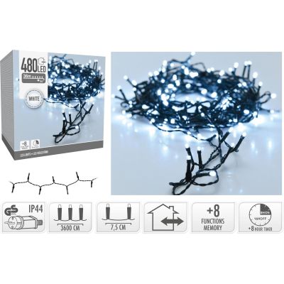 16. Lichterkette für den Weihnachtsbaum, 480 LEDs, Timer, Kaltweiß