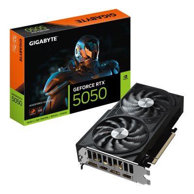 Gigabyte GeForce RTX 5050 WINDFORCE OC V2 8G Grafikkarte, NVIDIA-Technologie, 8 GB, GeForce RTX 5050, GDDR6-Speicher, Anzahl HDMI-Anschlüsse: 2, PCI-E 5.0-Anschluss