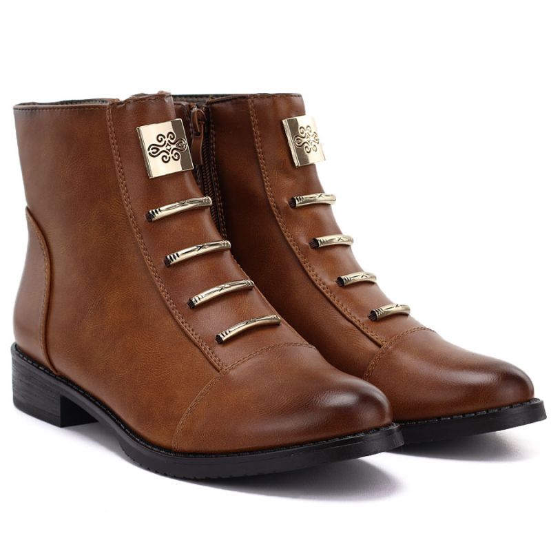4. Damen-Stiefeletten flach, kamelfarben, M.Daszyński SA62-126