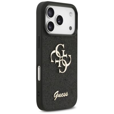 4. Guess Fixed Glitter Big 4G Hülle für iPhone 17 Pro / 18 Pro - Schwarz