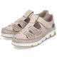 6. Rieker W RKR651 beige Leder Klettverschluss durchbrochene Schuhe