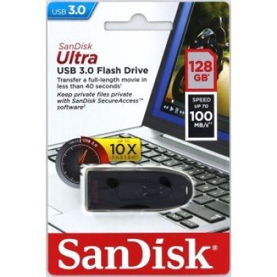 22. USB-Stick SanDisk CRUZER SDCZ48-128G-U46 (128 GB; USB 3.0; schwarz)