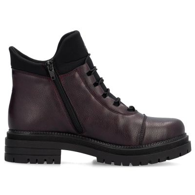 8. Gefütterte Damen-Trapperstiefel in Burgunderrot, Modell Rieker Y3163-35