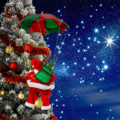 18. Weihnachtsmann am Fallschirm, 60 cm Glimmer