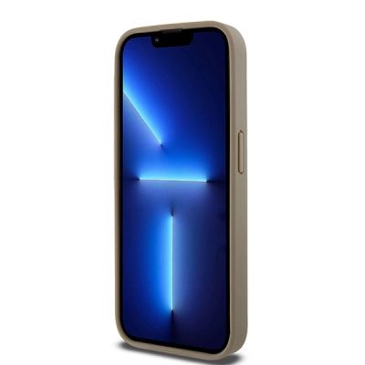 5. DKNY MagSafe-Hülle aus Leder mit bedrucktem Muster und Metalllogo für iPhone 15 Pro Max, Braun