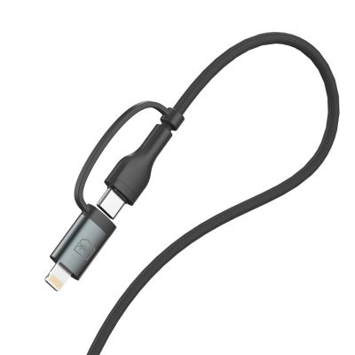 10. 3mk Hyper Cable N-SERIES 2-in-2 USB-A/USB-C und USB-C/ Lightning 1,2 m QC 3.0 9 V/2 A 60 W – Schwarz