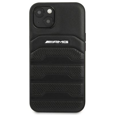 3. AMG AMHCP14MGSEBK iPhone 14 Plus 6,7 "schwarz / schwarzes Hardcase Leder geprägte Linien