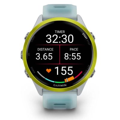 7. Garmin Forerunner 570 3,56 cm (1,4") AMOLED-Display, 47 mm, digitaler Touchscreen (454 x 454 px), weiß/gelb, WLAN, GPS