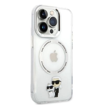 4. Karl Lagerfeld Iconic Karl&Choupette MagSafe Hülle für iPhone 14 Pro – transparent