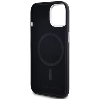 7. Karl Lagerfeld FW Metal Plate MagSafe iPhone 15 Hülle - Schwarz