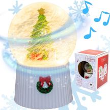 147-mm-LED-Schneekugel mit spielendem Weihnachtsbaum