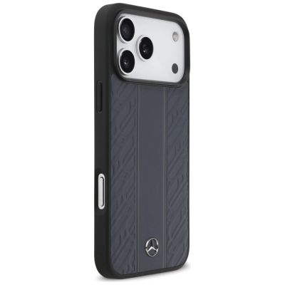 4. Mercedes Leather Laurel Leaves Stripes MagSafe Case für iPhone 17 Pro Max - Blau