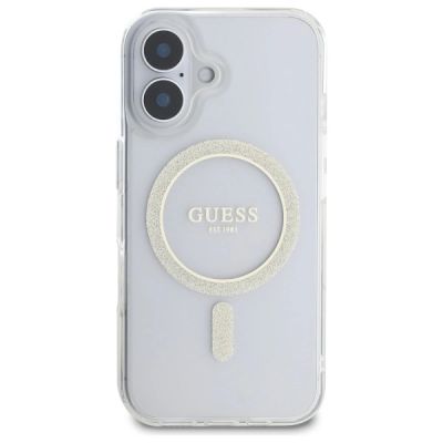 3. Guess GUHMP16MHFGERET iPhone 16 Plus 6,7" transparentes Hardcase IML Glitter Circle MagSafe