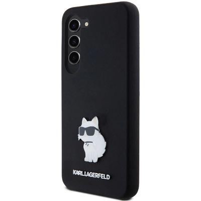 2. Karl Lagerfeld Silikon Choupette Metal Pin Hülle für Samsung Galaxy S23 – Schwarz