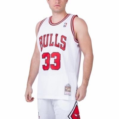 Mitchell & Ness Chicago Bulls NBA Home Swingman Trikot Bulls 97-98 Scottie Pippen M SMJYAC18054-CBUWHIT97SPI