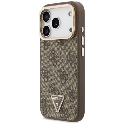 2. Guess 4G PU Triangle Logo & Stand Camera MagSafe Hülle für iPhone 18 Pro Max / 17 Pro Max – braun