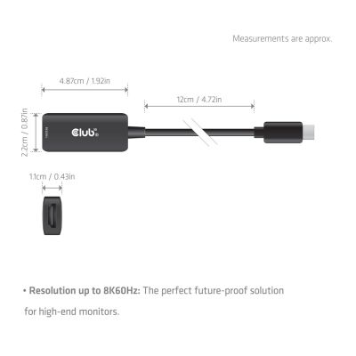 4. CLUB3D CAC-2505 Kabeladapter 0,12 m USB Typ-C HDMI + USB Schwarz