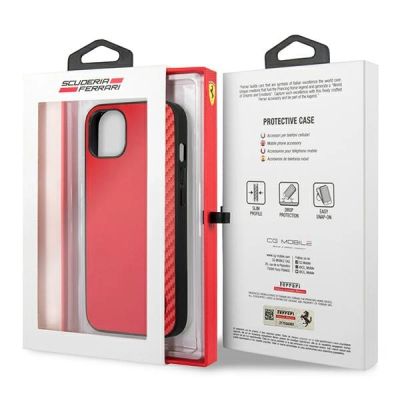 8. Ferrari FESAXHCP13SRE iPhone 13 mini 5.4" rot/rot Hardcase On Track Carbon Stripe