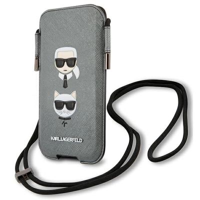 2. Karl Lagerfeld Saffiano Ikonik Karl&Choupette Head 6.7'' Handtasche - Grau