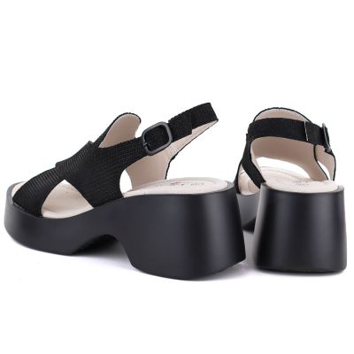 4. Schwarze Plateau-Sandalen aus Leder für Damen, Modell S.Barski 7005
