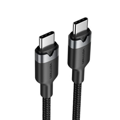 2. USB-C-zu-USB-C-Vention-Geflechtkabel, 3 A, 480 Mbit/s, 60 W PD, 2 m, Schwarz