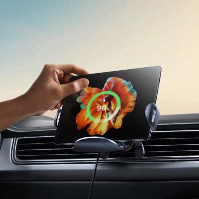 8. Baseus LightChaser BS-CM029 Autohalterung mit induktivem Dreifachspulen-Ladegerät – Schwarz