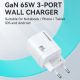 6. Wozinsky CGWCW 65W GaN Wandladegerät USB-A / 2 x USB-C - Weiß